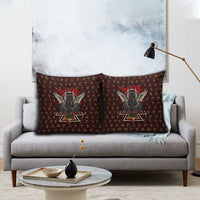 Raven and Bear Norse Symbolism Pillow Cover Viking Blood Red Rune Art Style