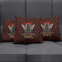 Raven and Bear Norse Symbolism Pillow Cover Viking Blood Red Rune Art Style