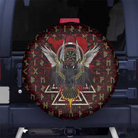 Raven and Bear Norse Symbolism Spare Tire Cover Viking Blood Red Rune Art Style