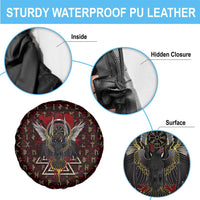Raven and Bear Norse Symbolism Spare Tire Cover Viking Blood Red Rune Art Style