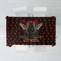 Raven and Bear Norse Symbolism Tablecloth Viking Blood Red Rune Art Style
