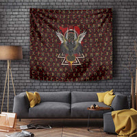 Raven and Bear Norse Symbolism Tapestry Viking Blood Red Rune Art Style