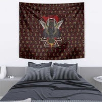 Raven and Bear Norse Symbolism Tapestry Viking Blood Red Rune Art Style
