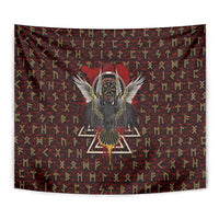 Raven and Bear Norse Symbolism Tapestry Viking Blood Red Rune Art Style