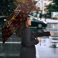 Raven and Bear Norse Symbolism Umbrella Viking Blood Red Rune Art Style