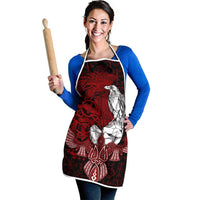 Raven and Serpent Norse Mythology Apron Red and White Viking Line Art