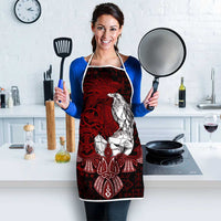 Raven and Serpent Norse Mythology Apron Red and White Viking Line Art