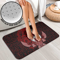 Raven and Serpent Norse Mythology Bathroom Set Red and White Viking Line Art