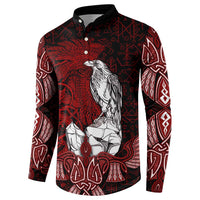 Raven and Serpent Norse Mythology Button Sweatshirt Red and White Viking Line Art