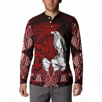 Raven and Serpent Norse Mythology Button Sweatshirt Red and White Viking Line Art