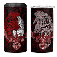 Raven and Serpent Norse Mythology 4 in 1 Can Cooler Tumbler Red and White Viking Line Art