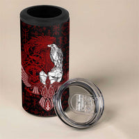 Raven and Serpent Norse Mythology 4 in 1 Can Cooler Tumbler Red and White Viking Line Art