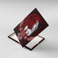 Raven and Serpent Norse Mythology Canvas Wall Art Red and White Viking Line Art