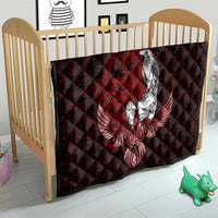 Raven and Serpent Norse Mythology Quilt Red and White Viking Line Art
