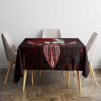 Raven and Serpent Norse Mythology Tablecloth Red and White Viking Line Art