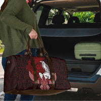 Raven and Serpent Norse Mythology Travel Bag Red and White Viking Line Art