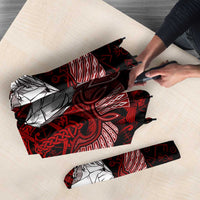 Raven and Serpent Norse Mythology Umbrella Red and White Viking Line Art