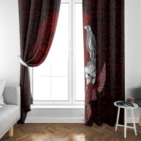 Raven and Serpent Norse Mythology Window Curtain Red and White Viking Line Art