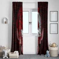 Raven and Serpent Norse Mythology Window Curtain Red and White Viking Line Art
