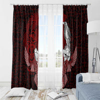 Raven and Serpent Norse Mythology Window Curtain Red and White Viking Line Art