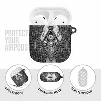 Odin and Skull Warrior Norse Mythology AirPods Case Viking Black and White Engraved Stone Art