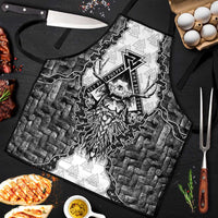 Odin and Skull Warrior Norse Mythology Apron Viking Black and White Engraved Stone Art