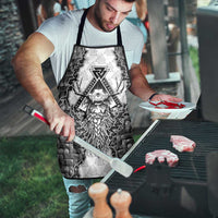 Odin and Skull Warrior Norse Mythology Apron Viking Black and White Engraved Stone Art