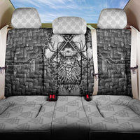 Odin and Skull Warrior Norse Mythology Back Car Seat Cover Viking Black and White Engraved Stone Art