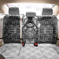 Odin and Skull Warrior Norse Mythology Back Car Seat Cover Viking Black and White Engraved Stone Art