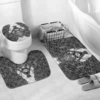 Odin and Skull Warrior Norse Mythology Bathroom Set Viking Black and White Engraved Stone Art
