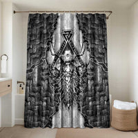 Odin and Skull Warrior Norse Mythology Bathroom Set Viking Black and White Engraved Stone Art