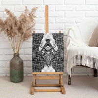 Odin and Skull Warrior Norse Mythology Canvas Wall Art Viking Black and White Engraved Stone Art