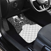 Odin and Skull Warrior Norse Mythology Car Mats Viking Black and White Engraved Stone Art