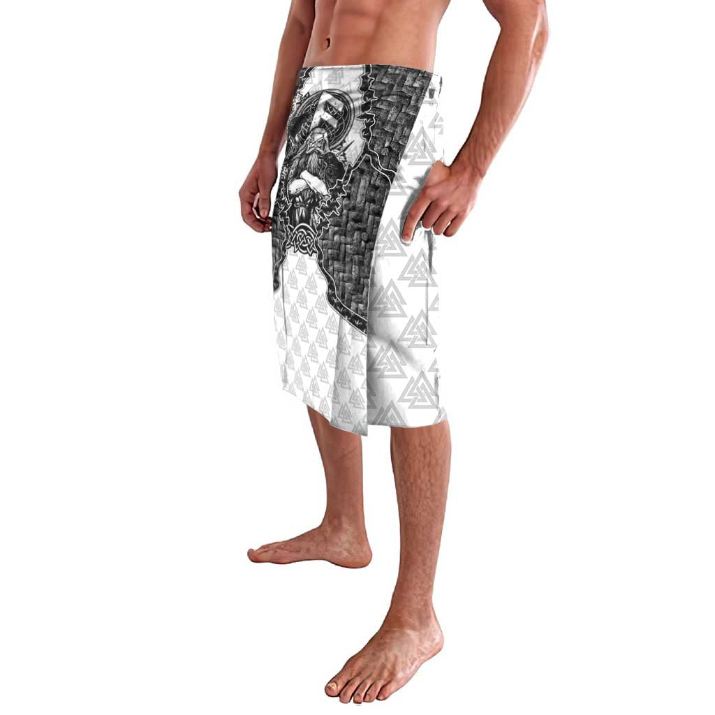 Odin and Skull Warrior Norse Mythology Lavalava Viking Black and White Engraved Stone Art