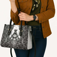 Odin and Skull Warrior Norse Mythology Leather Bag Viking Black and White Engraved Stone Art