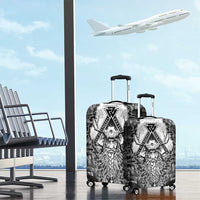 Odin and Skull Warrior Norse Mythology Luggage Cover Viking Black and White Engraved Stone Art