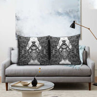 Odin and Skull Warrior Norse Mythology Pillow Cover Viking Black and White Engraved Stone Art