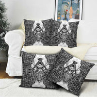 Odin and Skull Warrior Norse Mythology Pillow Cover Viking Black and White Engraved Stone Art