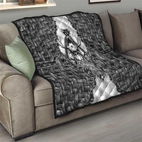 Odin and Skull Warrior Norse Mythology Quilt Viking Black and White Engraved Stone Art