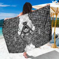 Odin and Skull Warrior Norse Mythology Sarong Viking Black and White Engraved Stone Art