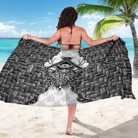 Odin and Skull Warrior Norse Mythology Sarong Viking Black and White Engraved Stone Art