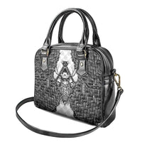 Odin and Skull Warrior Norse Mythology Shoulder Handbag Viking Black and White Engraved Stone Art