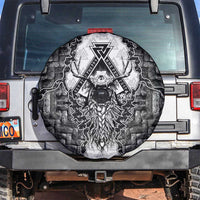 Odin and Skull Warrior Norse Mythology Spare Tire Cover Viking Black and White Engraved Stone Art