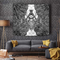 Odin and Skull Warrior Norse Mythology Tapestry Viking Black and White Engraved Stone Art