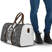 Odin and Skull Warrior Norse Mythology Travel Bag Viking Black and White Engraved Stone Art