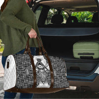 Odin and Skull Warrior Norse Mythology Travel Bag Viking Black and White Engraved Stone Art