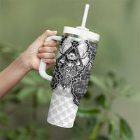 Odin and Skull Warrior Norse Mythology Tumbler With Handle Viking Black and White Engraved Stone Art