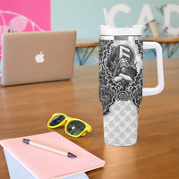 Odin and Skull Warrior Norse Mythology Tumbler With Handle Viking Black and White Engraved Stone Art