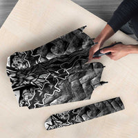 Odin and Skull Warrior Norse Mythology Umbrella Viking Black and White Engraved Stone Art