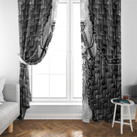 Odin and Skull Warrior Norse Mythology Window Curtain Viking Black and White Engraved Stone Art